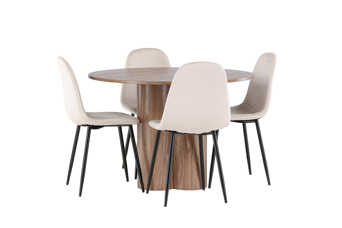 Olivia Esstisch mit Polar Stühlen in Beige präsentiert im Onlineshop von KAQTU Design AG. Esszimmerset ist von Venture Home