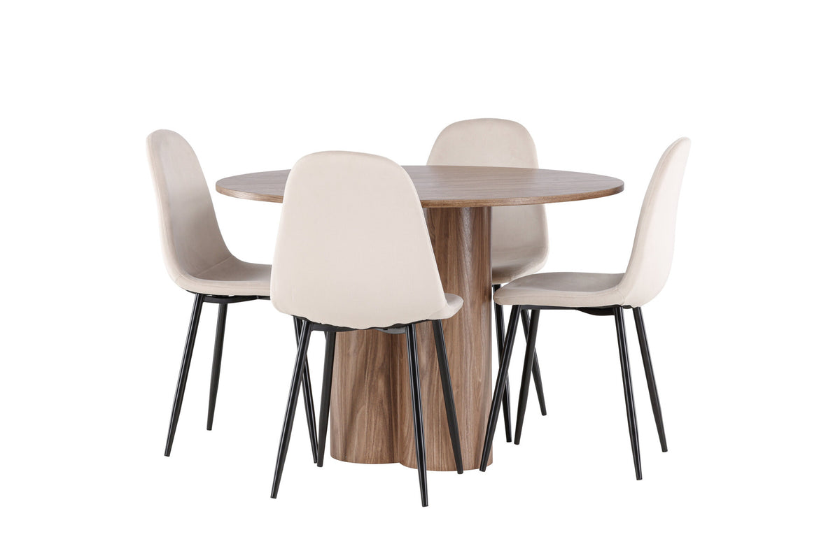 Olivia Esstisch mit Polar Stühlen in Beige präsentiert im Onlineshop von KAQTU Design AG. Esszimmerset ist von Venture Home