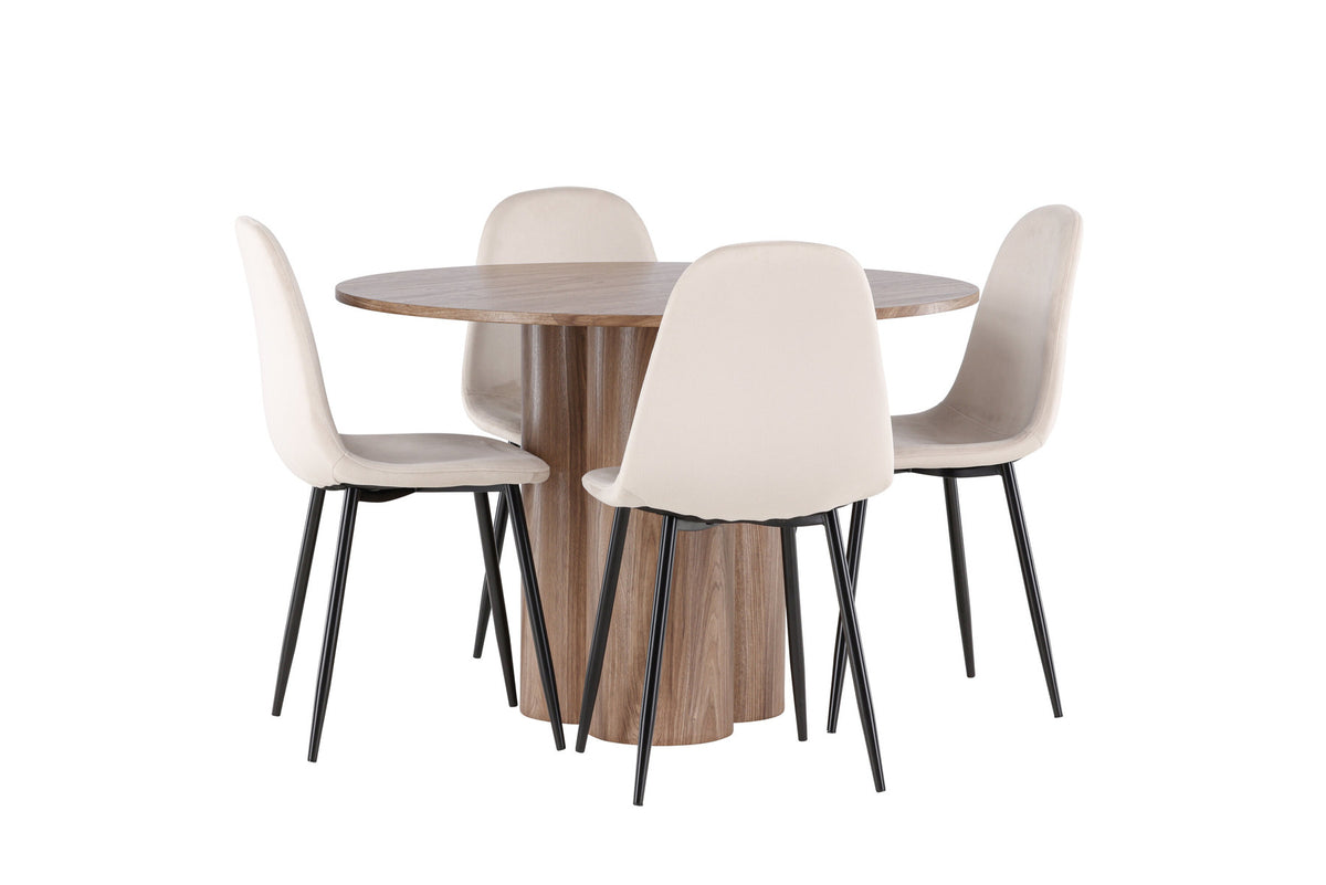 Olivia Esstisch mit Polar Stühlen in Beige präsentiert im Onlineshop von KAQTU Design AG. Esszimmerset ist von Venture Home
