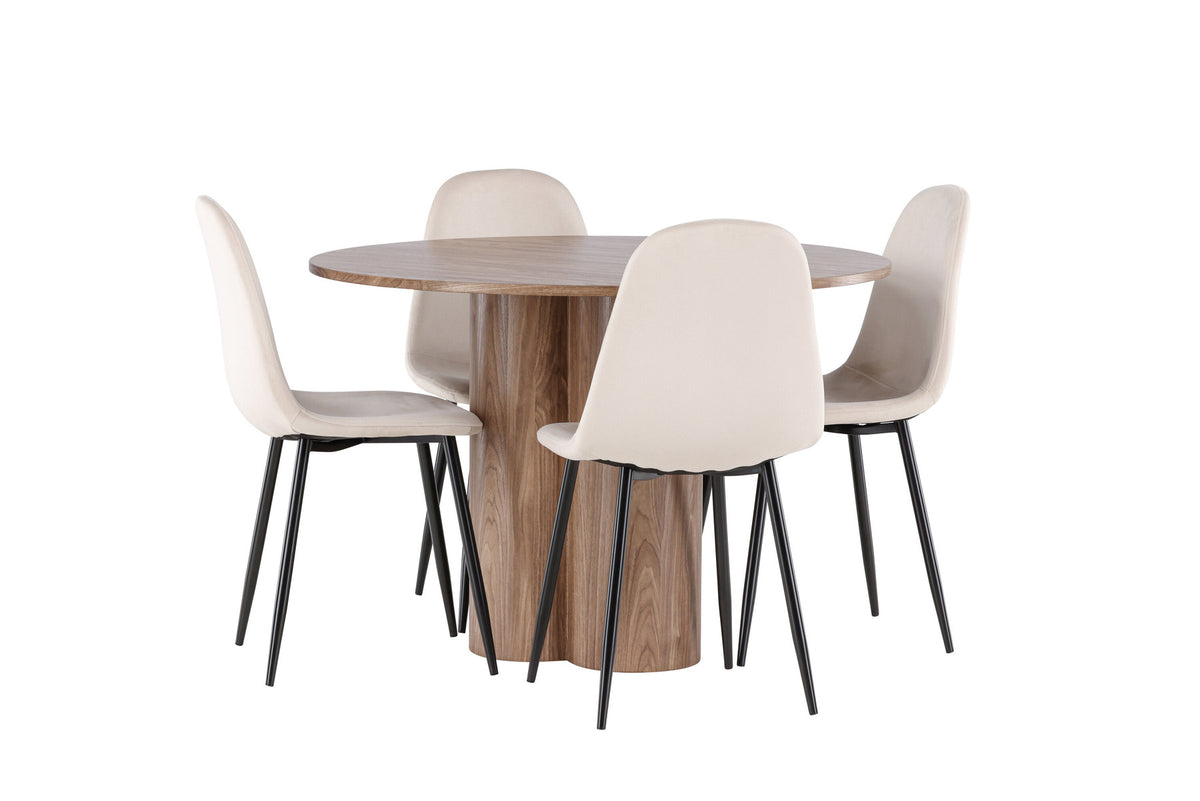 Olivia Esstisch mit Polar Stühlen in Beige präsentiert im Onlineshop von KAQTU Design AG. Esszimmerset ist von Venture Home