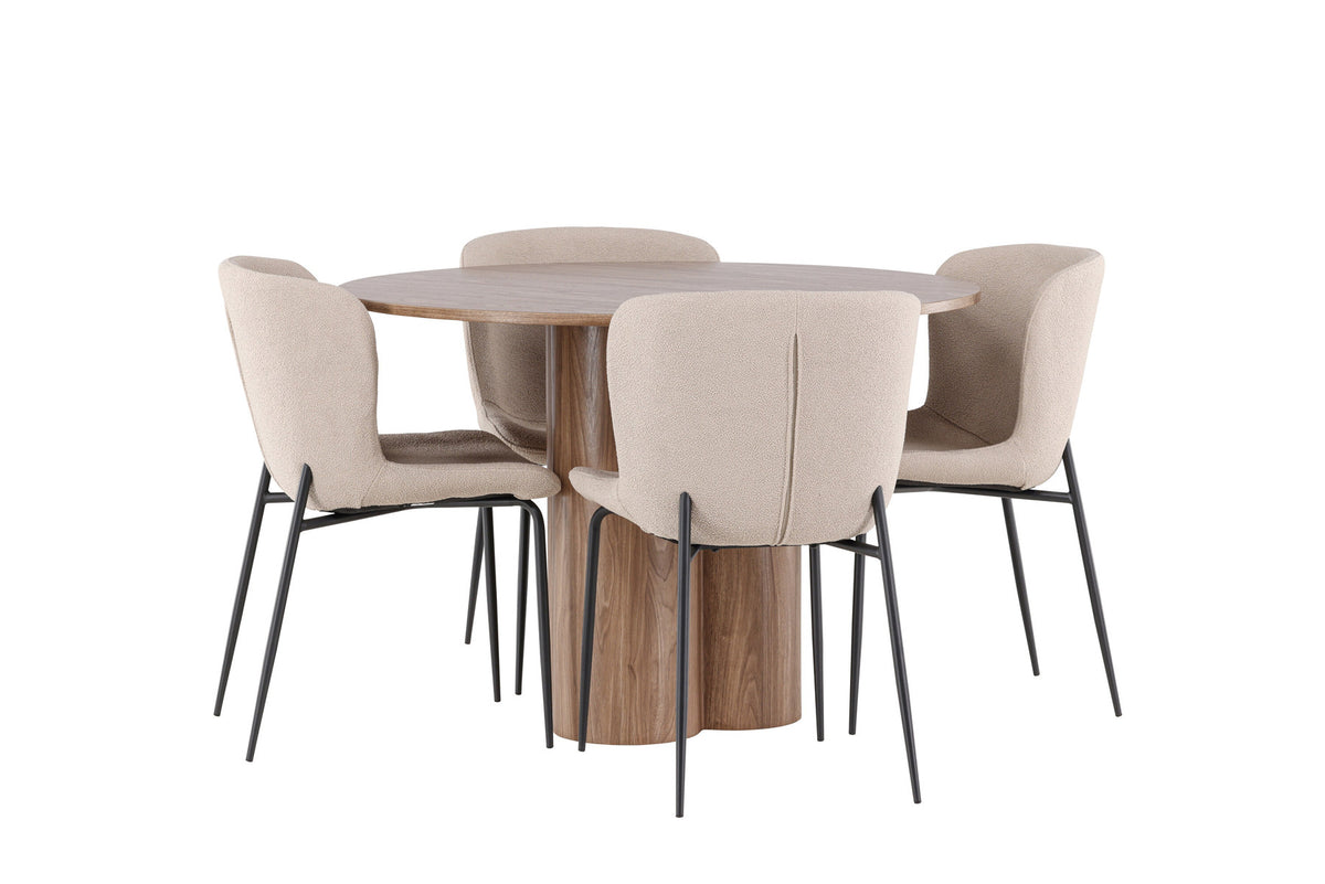Olivia Esstisch mit Modesto Stühlen in Beige präsentiert im Onlineshop von KAQTU Design AG. Esszimmerset ist von Venture Home