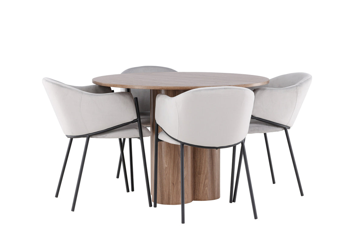Olivia Esstisch mit Evelina Stühlen in Grau präsentiert im Onlineshop von KAQTU Design AG. Esszimmerset ist von Venture Home