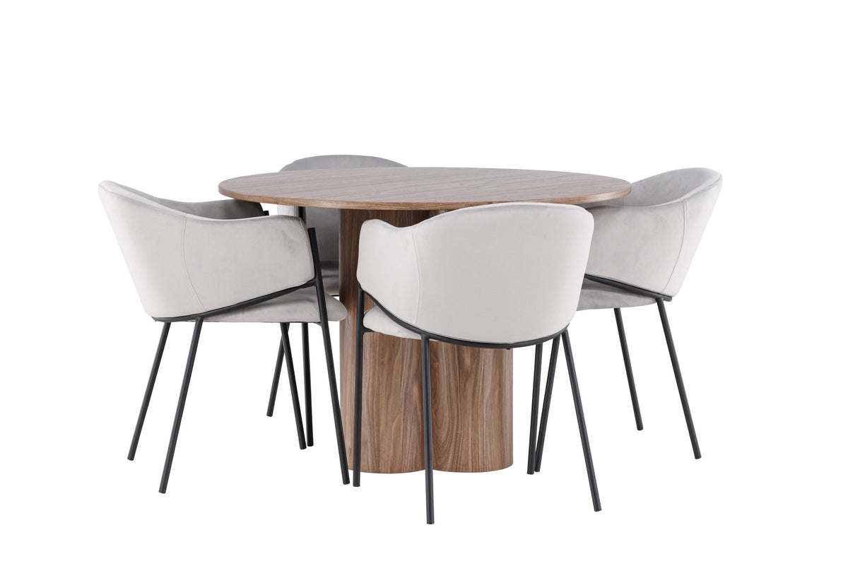 Olivia Esstisch mit Evelina Stühlen in Grau präsentiert im Onlineshop von KAQTU Design AG. Esszimmerset ist von Venture Home