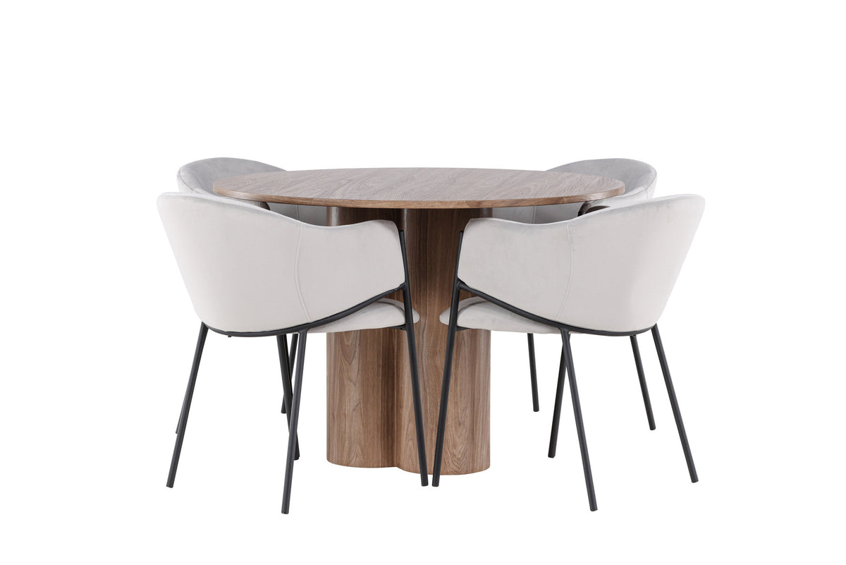 Olivia Esstisch mit Evelina Stühlen in Grau präsentiert im Onlineshop von KAQTU Design AG. Esszimmerset ist von Venture Home