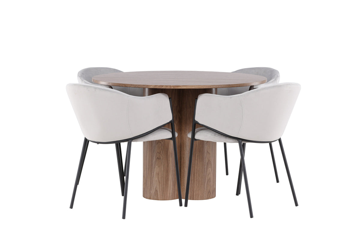 Olivia Esstisch mit Evelina Stühlen in Grau präsentiert im Onlineshop von KAQTU Design AG. Esszimmerset ist von Venture Home