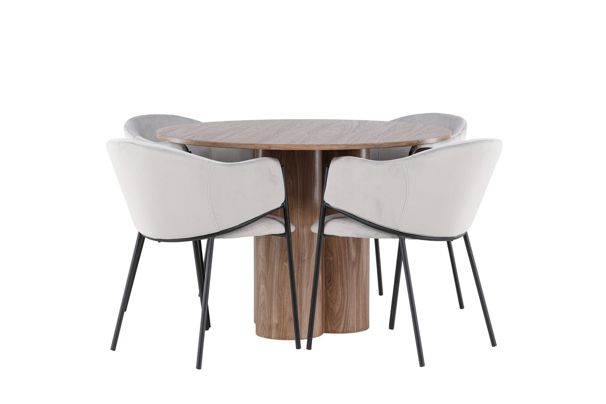 Olivia Esstisch mit Evelina Stühlen in Grau präsentiert im Onlineshop von KAQTU Design AG. Esszimmerset ist von Venture Home