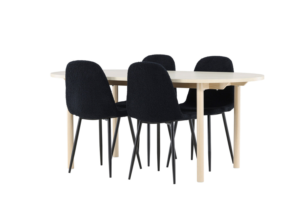 Andy Esstisch mit Polar Stühlen in Schwarz präsentiert im Onlineshop von KAQTU Design AG. Esszimmerset ist von Venture Home