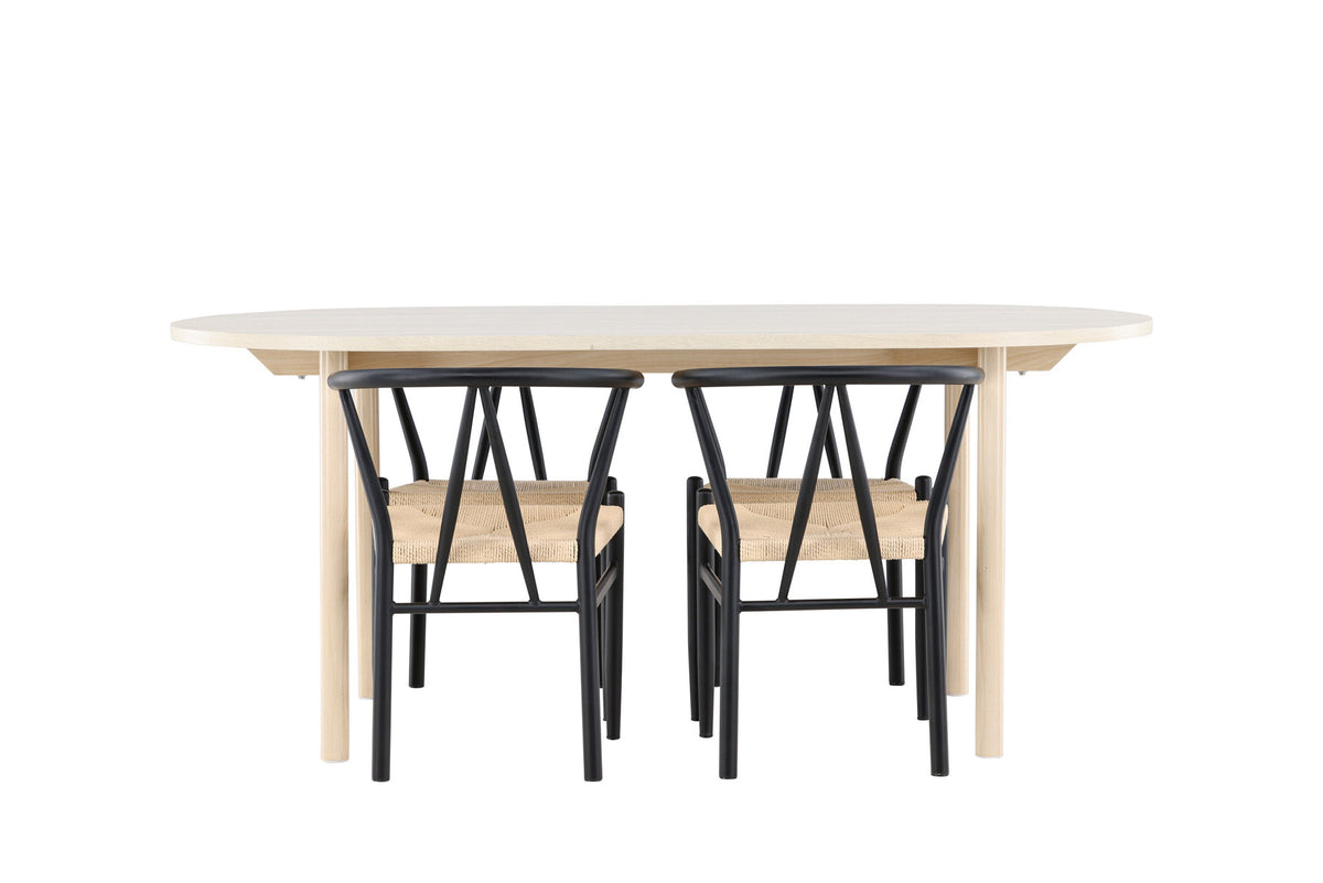 Andy Esstisch mit Alfons Stühlen in Schwarz präsentiert im Onlineshop von KAQTU Design AG. Esszimmerset ist von Venture Home