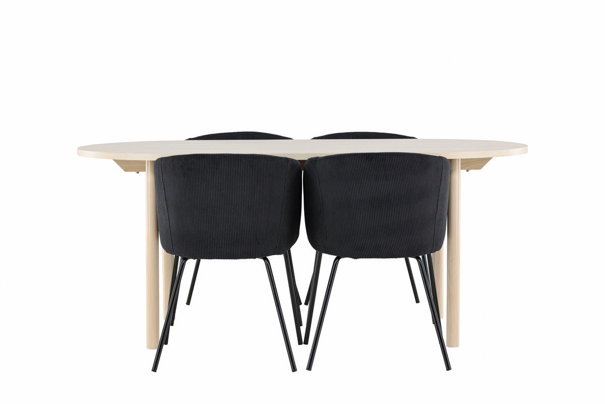 Andy Esstisch mit Berit Stühlen in Schwarz präsentiert im Onlineshop von KAQTU Design AG. Esszimmerset ist von Venture Home