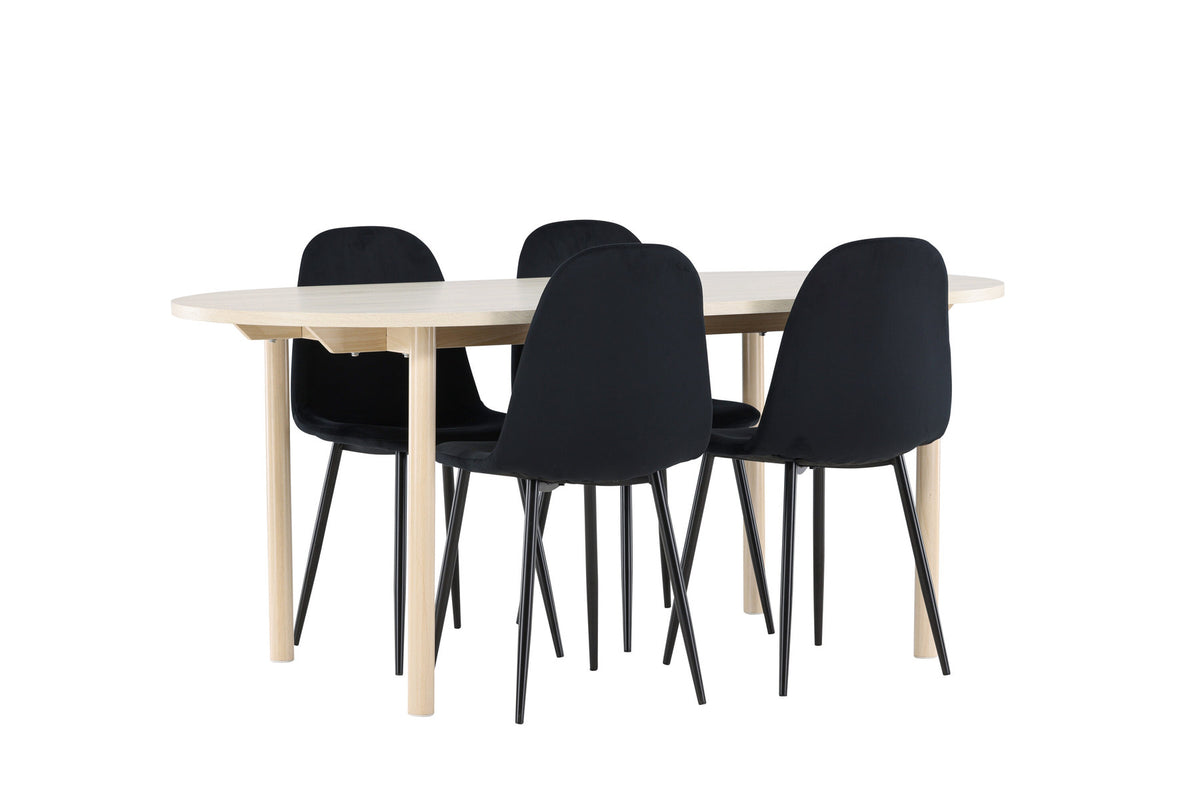 Andy Esstisch mit Polar Stühlen in Schwarz präsentiert im Onlineshop von KAQTU Design AG. Esszimmerset ist von Venture Home