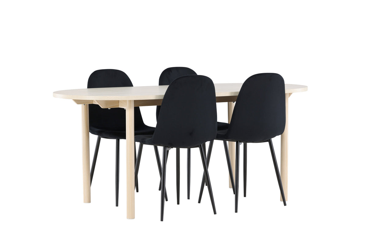Andy Esstisch mit Polar Stühlen in Schwarz präsentiert im Onlineshop von KAQTU Design AG. Esszimmerset ist von Venture Home