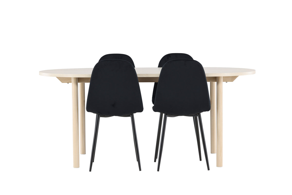 Andy Esstisch mit Polar Stühlen in Schwarz präsentiert im Onlineshop von KAQTU Design AG. Esszimmerset ist von Venture Home