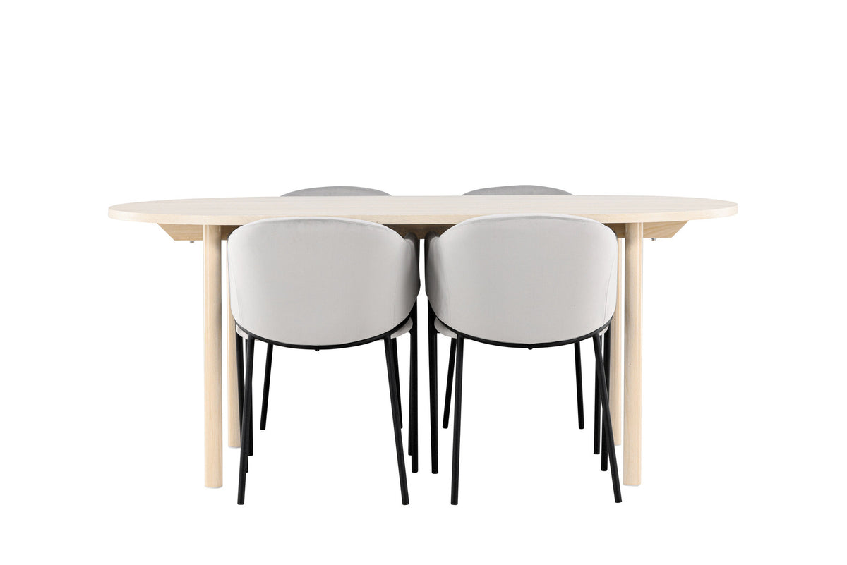 Tisch Andy mit Stühlen Evelina in Grau präsentiert im Onlineshop von KAQTU Design AG. Esszimmerset ist von Venture Home