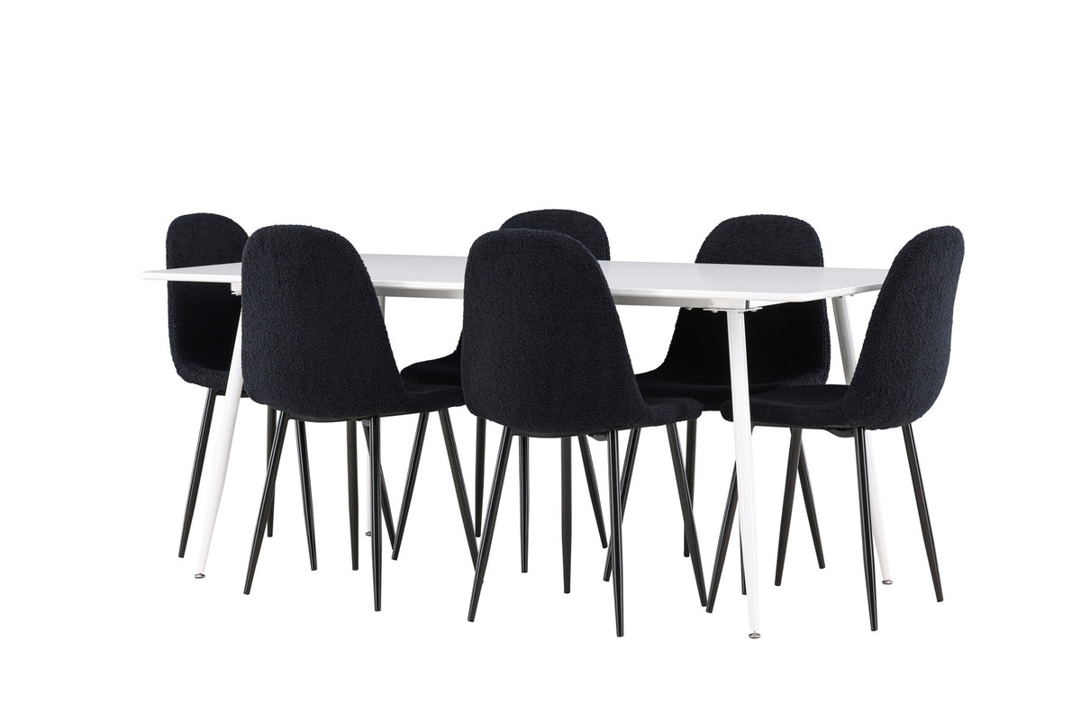 Silar Esstisch mit Polar Stühlen in Schwarz präsentiert im Onlineshop von KAQTU Design AG. Esszimmerset ist von Venture Home