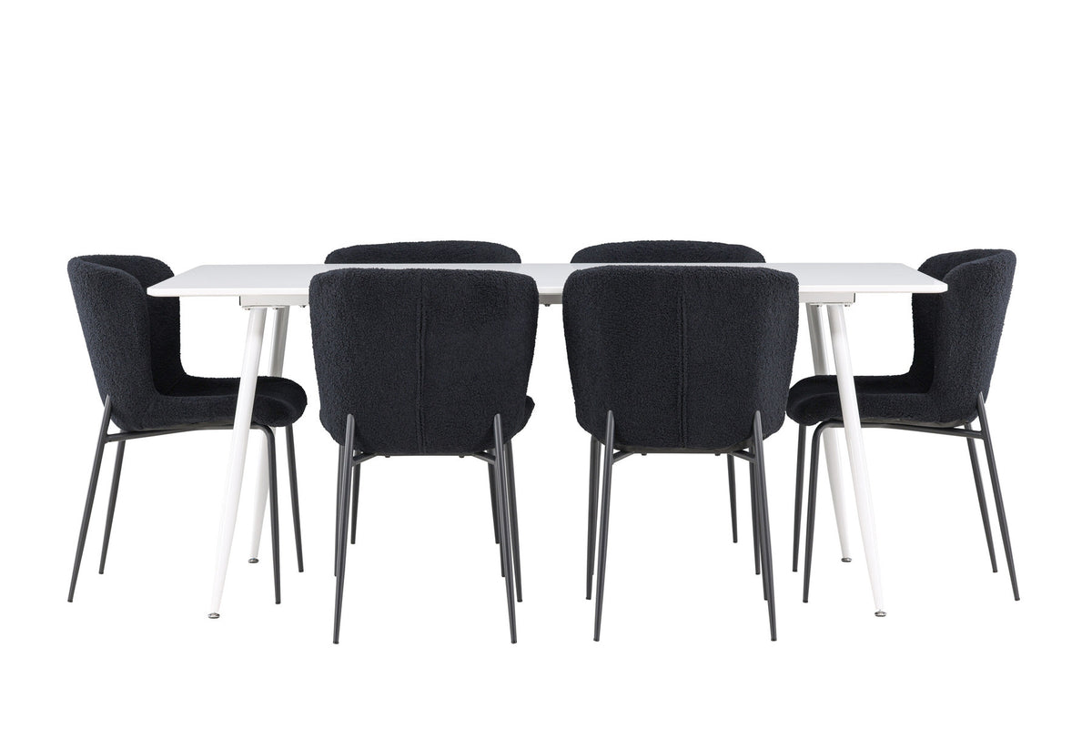 Silar Esstisch mit Modesto Stühlen in Schwarz präsentiert im Onlineshop von KAQTU Design AG. Esszimmerset ist von Venture Home