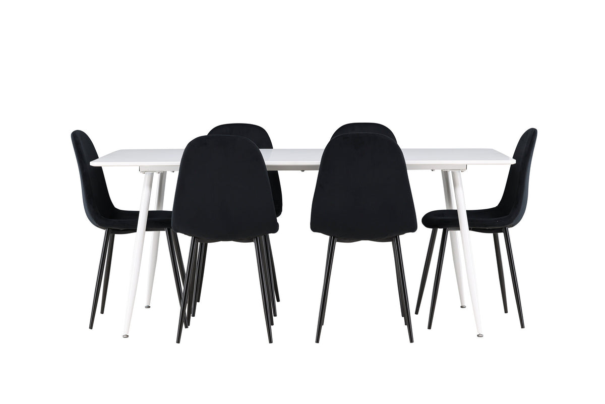 Silar Esstisch mit Polar Stühlen in Schwarz präsentiert im Onlineshop von KAQTU Design AG. Esszimmerset ist von Venture Home