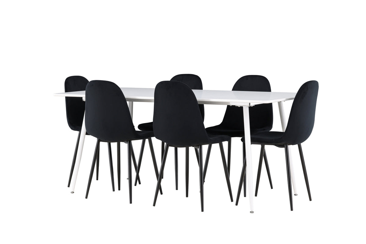 Silar Esstisch mit Polar Stühlen in Schwarz präsentiert im Onlineshop von KAQTU Design AG. Esszimmerset ist von Venture Home