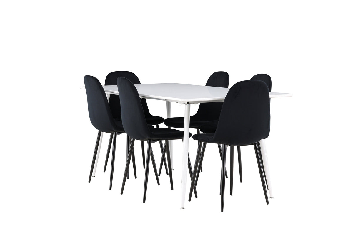 Silar Esstisch mit Polar Stühlen in Schwarz präsentiert im Onlineshop von KAQTU Design AG. Esszimmerset ist von Venture Home