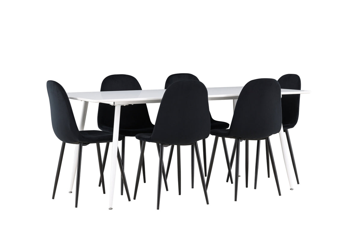 Silar Esstisch mit Polar Stühlen in Schwarz präsentiert im Onlineshop von KAQTU Design AG. Esszimmerset ist von Venture Home