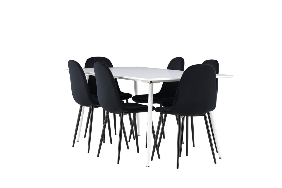 Silar Esstisch mit Polar Stühlen in Schwarz präsentiert im Onlineshop von KAQTU Design AG. Esszimmerset ist von Venture Home