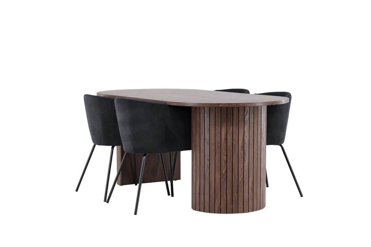 Härön Esstisch mit Berit Stühlen in Schwarz präsentiert im Onlineshop von KAQTU Design AG. Esszimmerset ist von Venture Home
