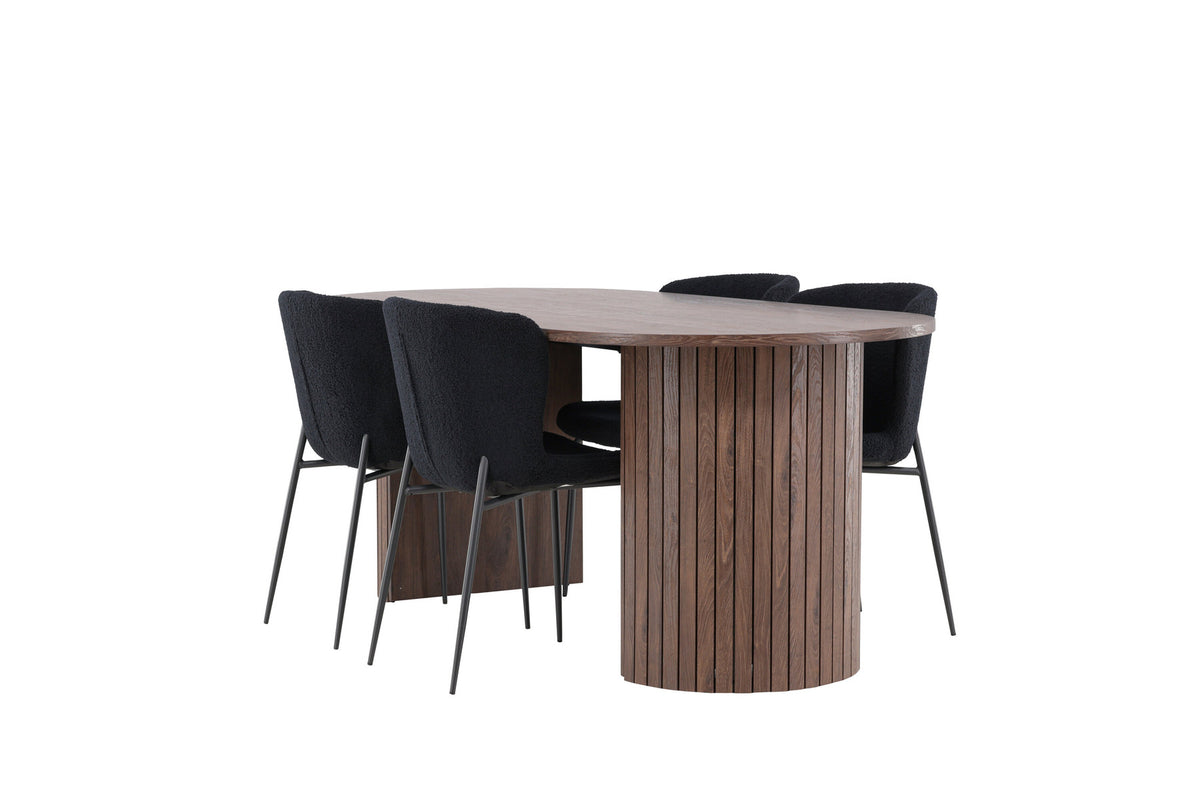 Härön Esstisch mit Modesto Stühlen in Schwarz präsentiert im Onlineshop von KAQTU Design AG. Esszimmerset ist von Venture Home