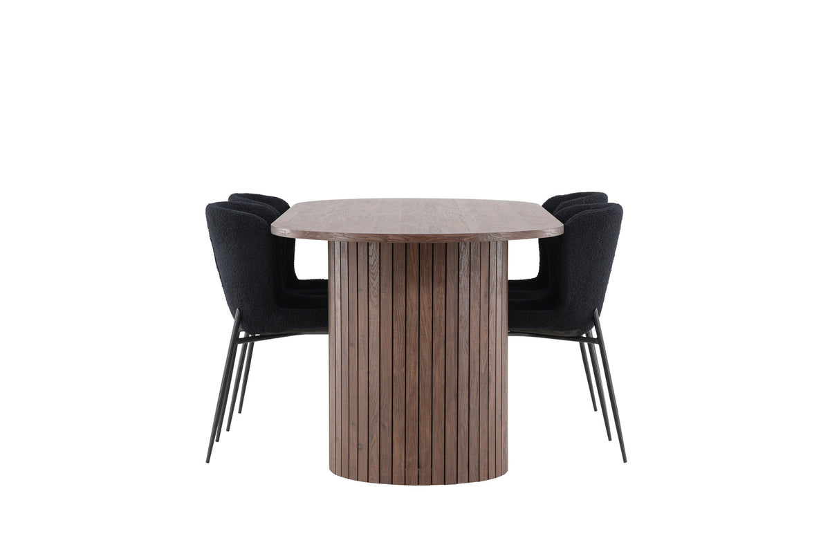 Härön Esstisch mit Modesto Stühlen in Schwarz präsentiert im Onlineshop von KAQTU Design AG. Esszimmerset ist von Venture Home