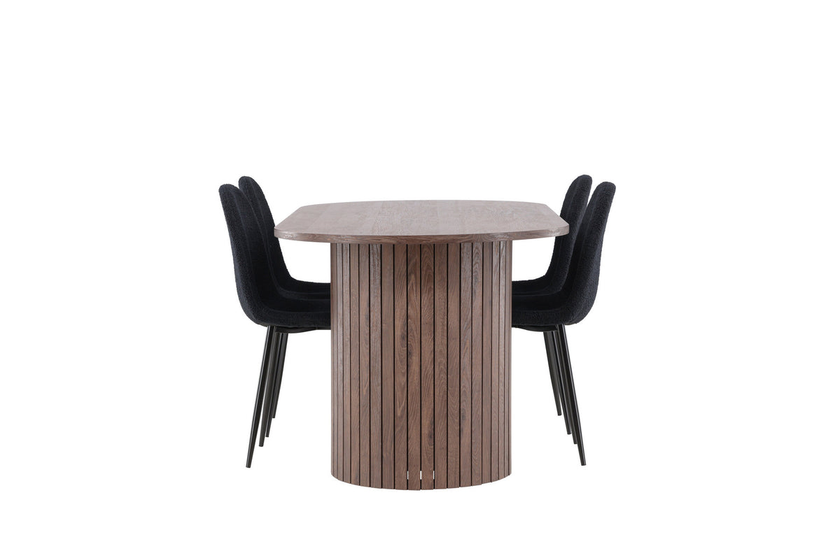 Härön Esstisch mit Polar Stühlen in Schwarz präsentiert im Onlineshop von KAQTU Design AG. Esszimmerset ist von Venture Home