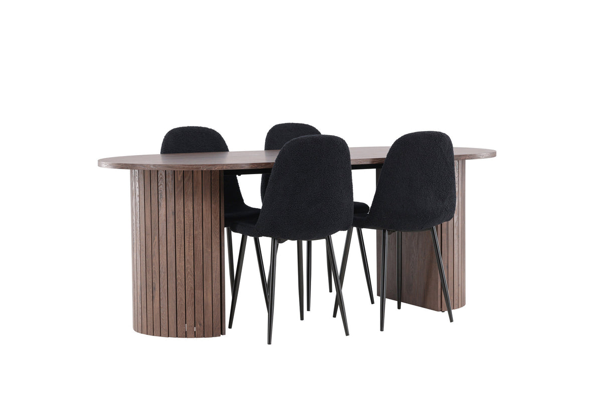 Härön Esstisch mit Polar Stühlen in Schwarz präsentiert im Onlineshop von KAQTU Design AG. Esszimmerset ist von Venture Home