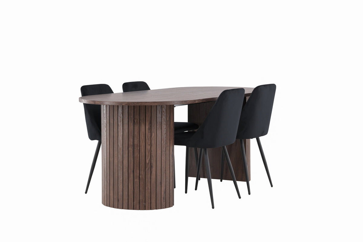 Härön Esstisch mit Night Stühlen in Schwarz präsentiert im Onlineshop von KAQTU Design AG. Esszimmerset ist von Venture Home