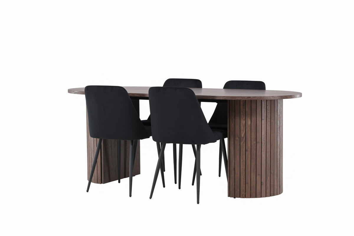 Härön Esstisch mit Night Stühlen in Schwarz präsentiert im Onlineshop von KAQTU Design AG. Esszimmerset ist von Venture Home