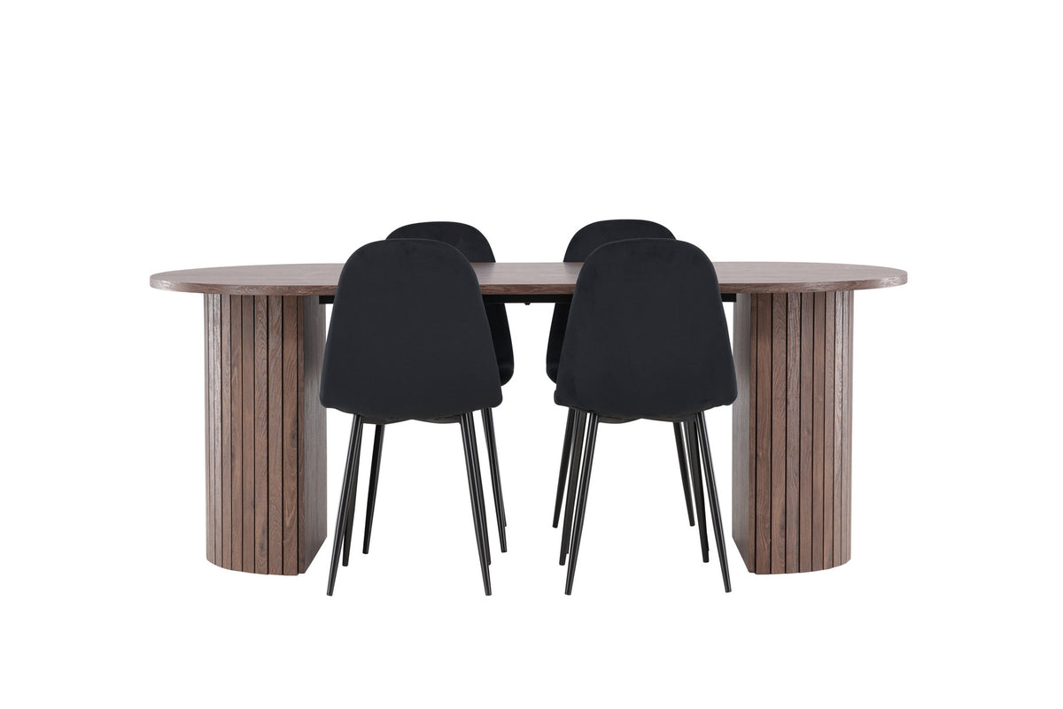 Härön Esstisch mit Polar Stühlen in Schwarz präsentiert im Onlineshop von KAQTU Design AG. Esszimmerset ist von Venture Home