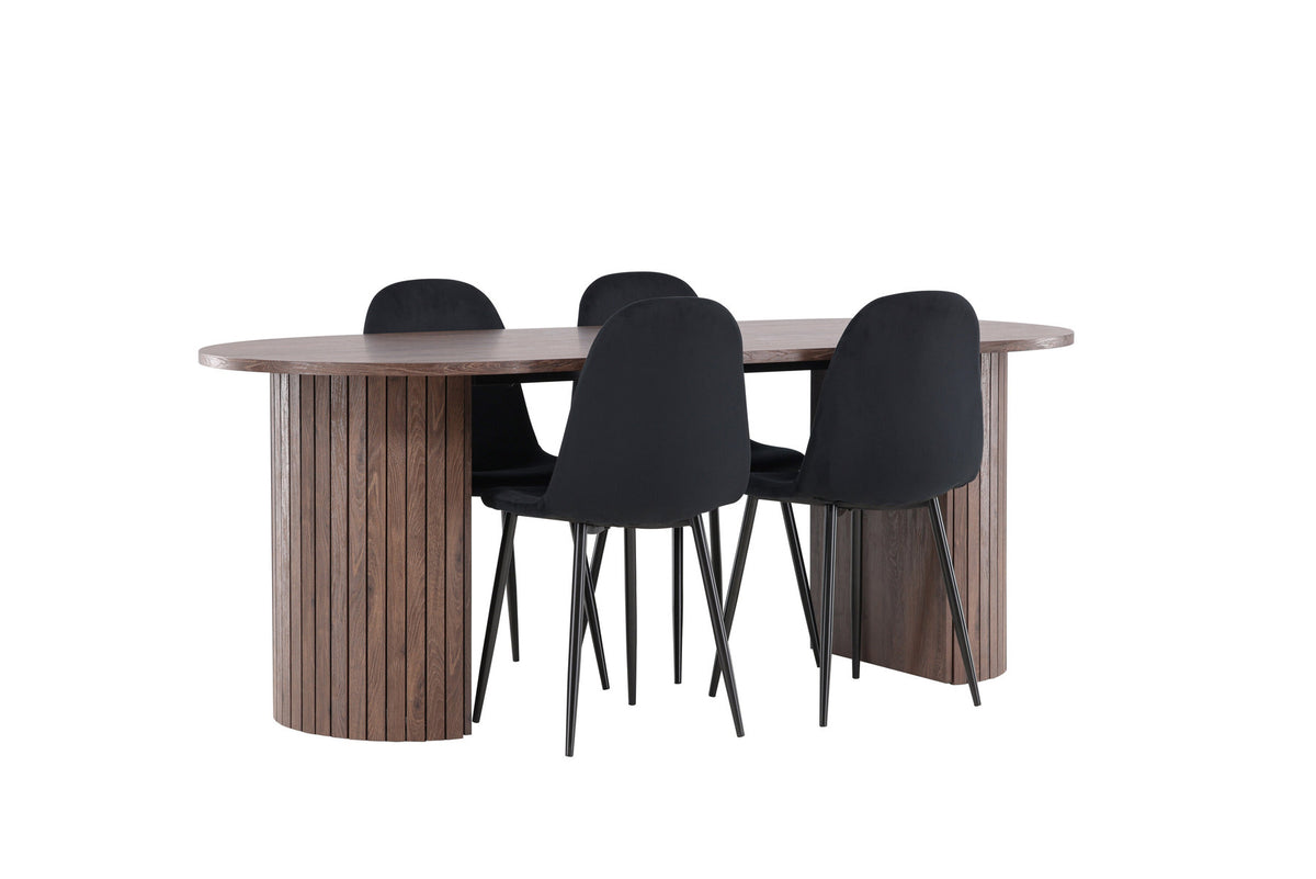 Härön Esstisch mit Polar Stühlen in Schwarz präsentiert im Onlineshop von KAQTU Design AG. Esszimmerset ist von Venture Home
