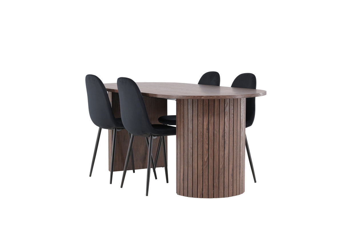 Härön Esstisch mit Polar Stühlen in Schwarz präsentiert im Onlineshop von KAQTU Design AG. Esszimmerset ist von Venture Home