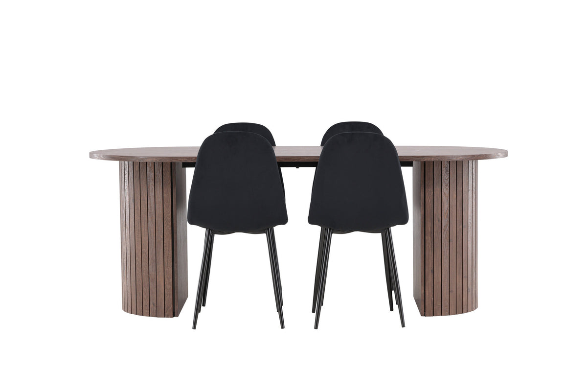 Härön Esstisch mit Polar Stühlen in Schwarz präsentiert im Onlineshop von KAQTU Design AG. Esszimmerset ist von Venture Home