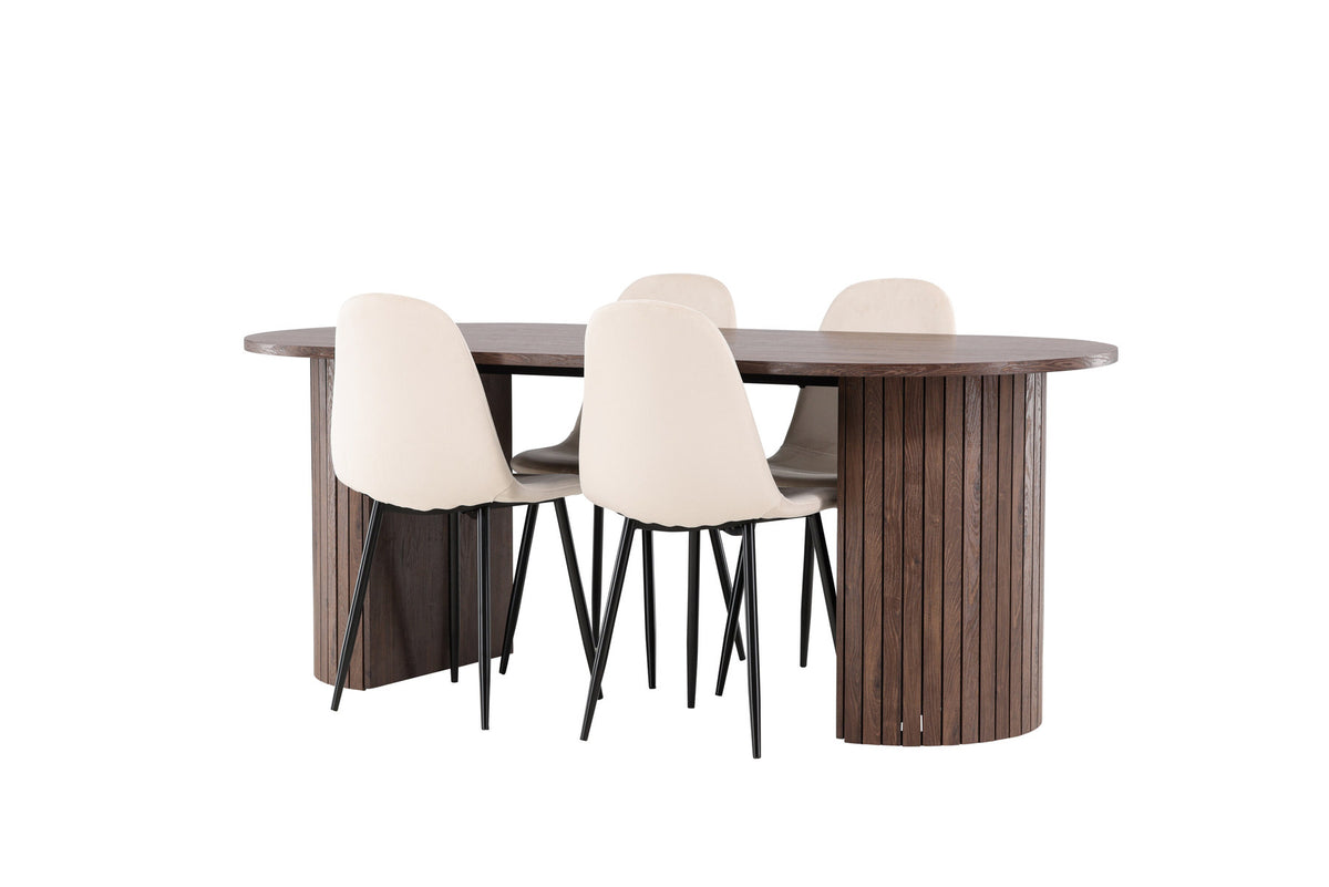 Härön Esstisch mit Polar Stühlen in Beige präsentiert im Onlineshop von KAQTU Design AG. Esszimmerset ist von Venture Home