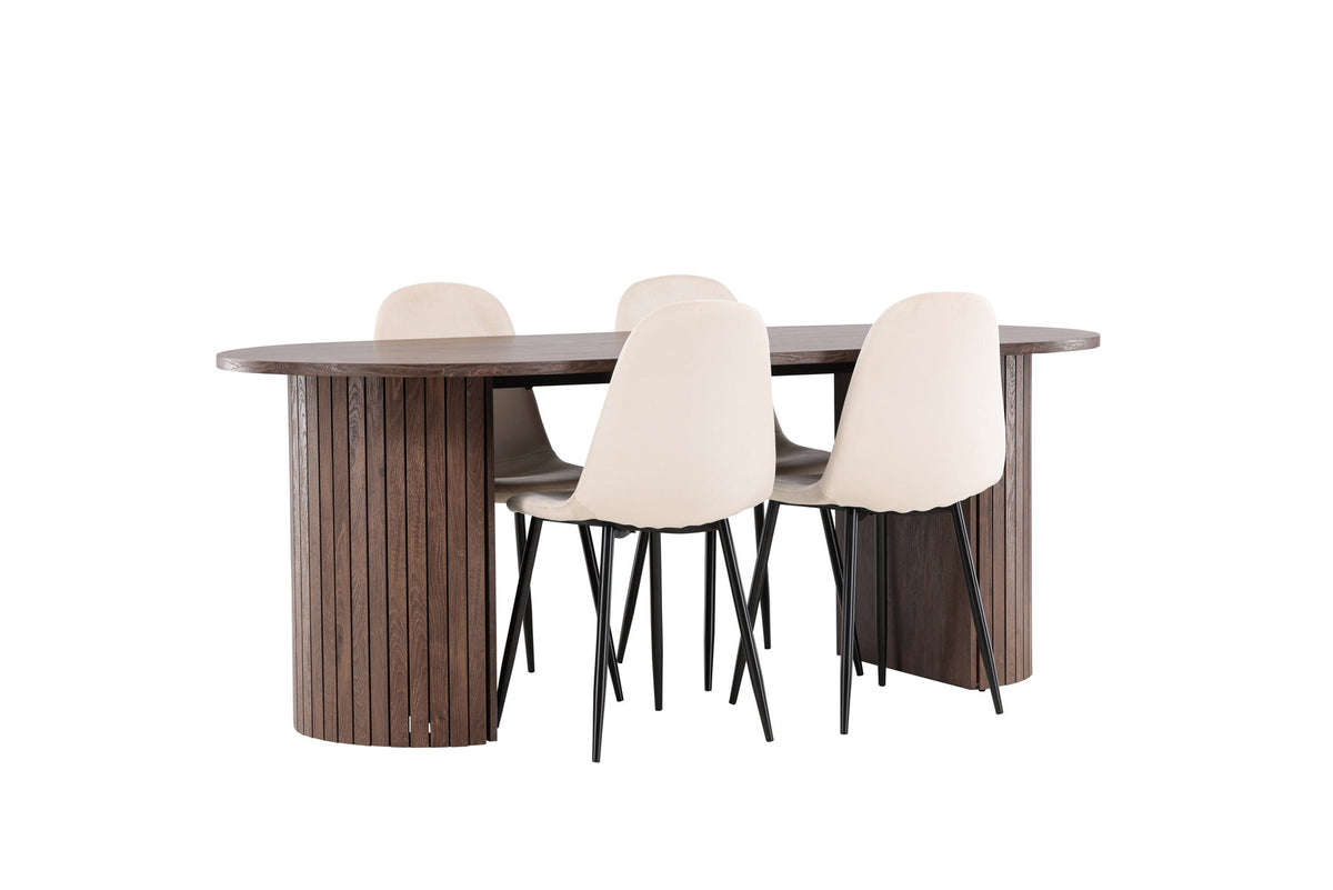 Härön Esstisch mit Polar Stühlen in Beige präsentiert im Onlineshop von KAQTU Design AG. Esszimmerset ist von Venture Home