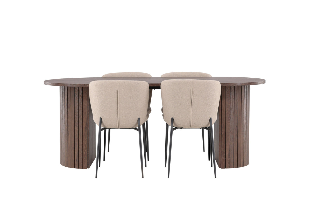Härön Esstisch mit Modesto Stühlen in Beige präsentiert im Onlineshop von KAQTU Design AG. Esszimmerset ist von Venture Home