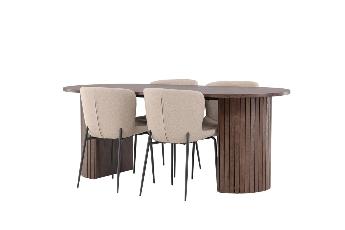 Härön Esstisch mit Modesto Stühlen in Beige präsentiert im Onlineshop von KAQTU Design AG. Esszimmerset ist von Venture Home