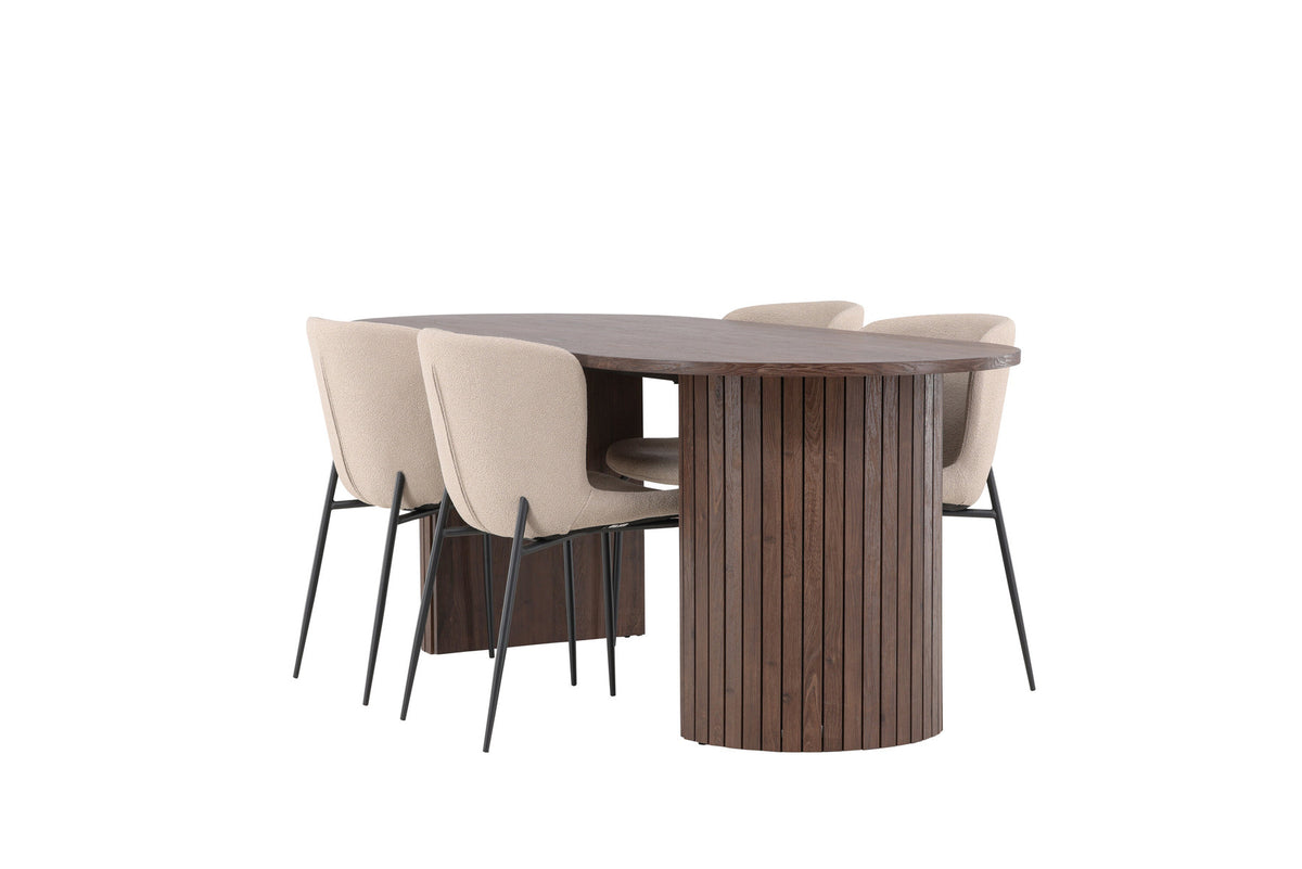 Härön Esstisch mit Modesto Stühlen in Beige präsentiert im Onlineshop von KAQTU Design AG. Esszimmerset ist von Venture Home