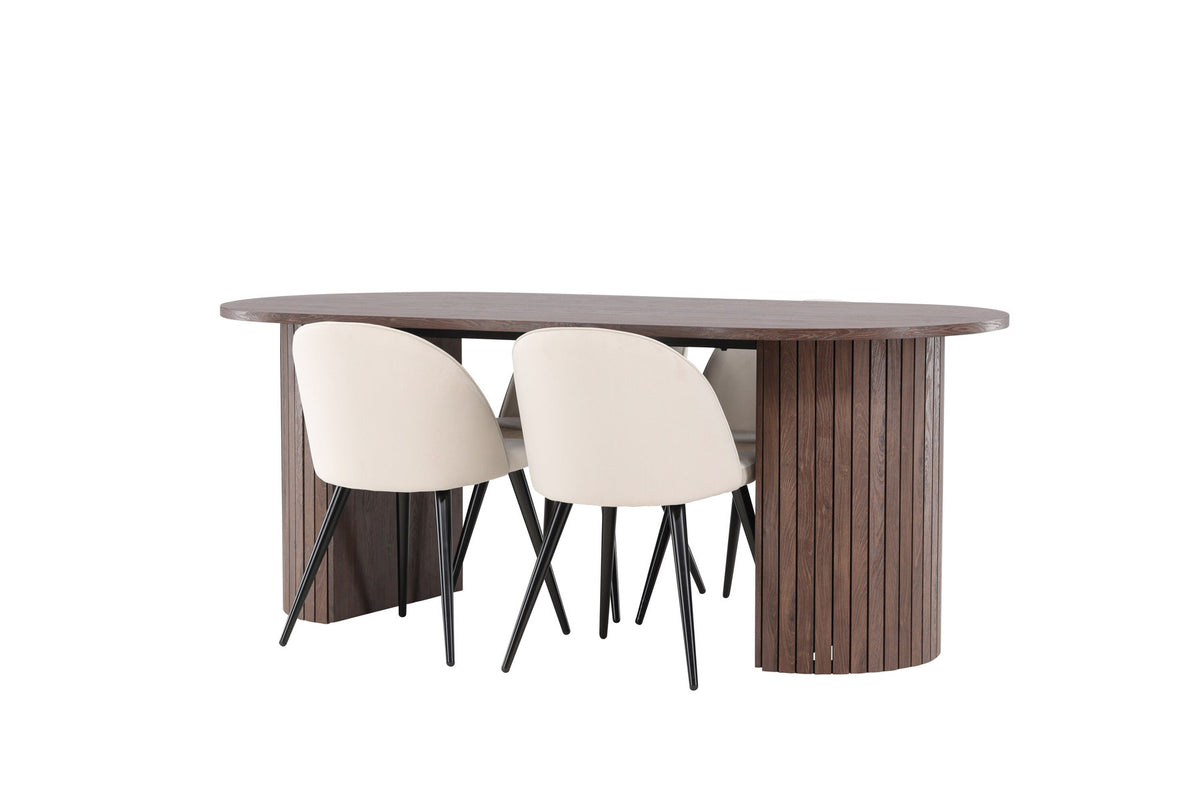 Härön Esstisch mit Velvet Stühlen in Beige präsentiert im Onlineshop von KAQTU Design AG. Esszimmerset ist von Venture Home