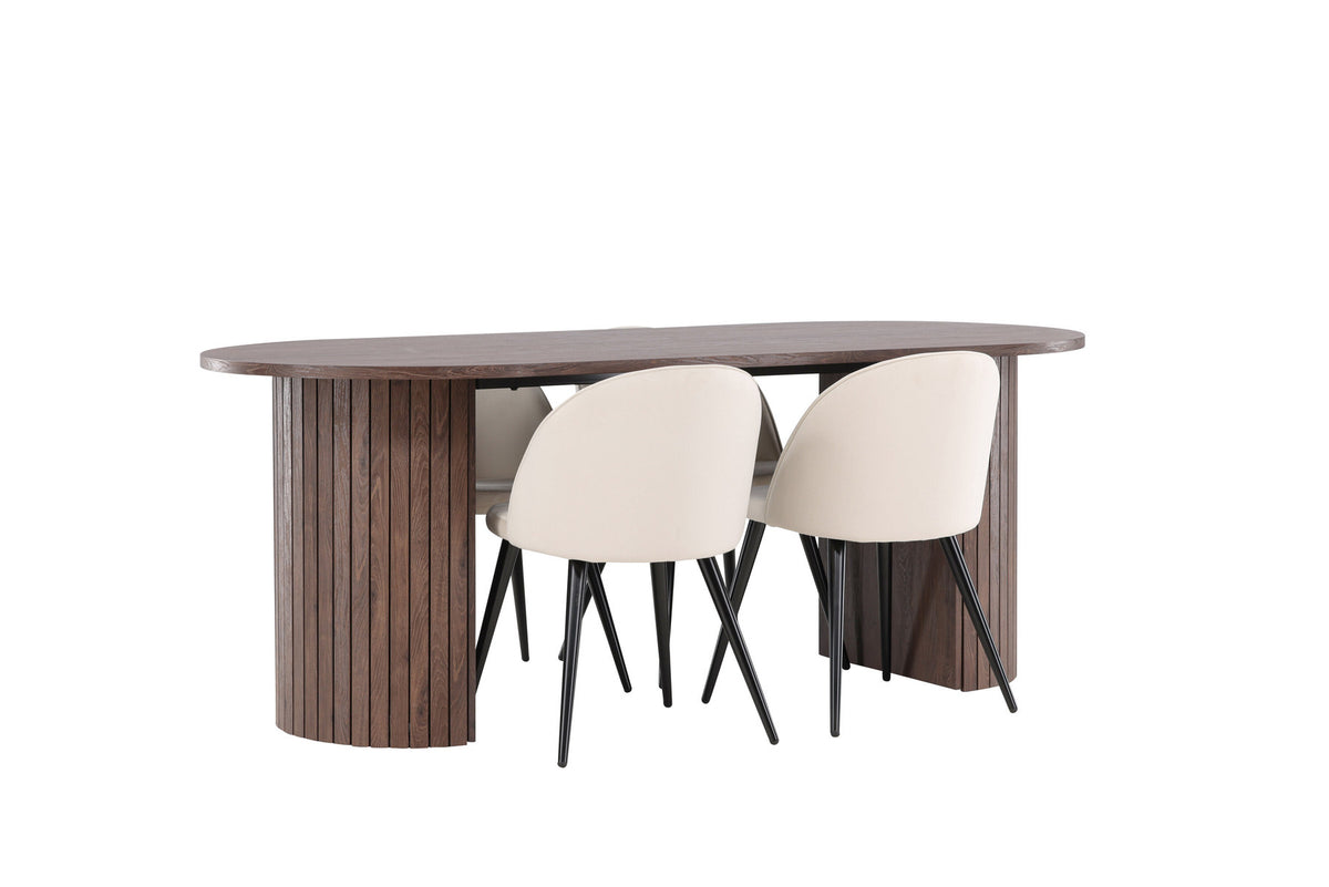 Härön Esstisch mit Velvet Stühlen in Beige präsentiert im Onlineshop von KAQTU Design AG. Esszimmerset ist von Venture Home