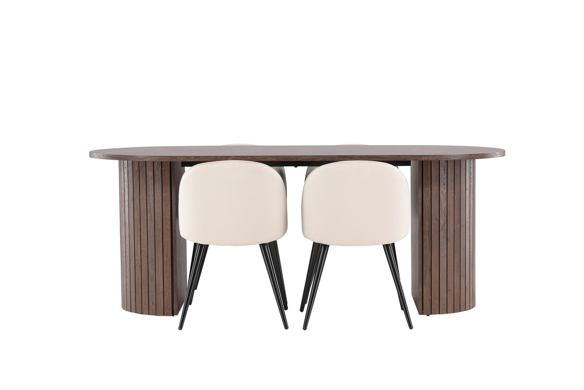 Härön Esstisch mit Velvet Stühlen in Beige präsentiert im Onlineshop von KAQTU Design AG. Esszimmerset ist von Venture Home