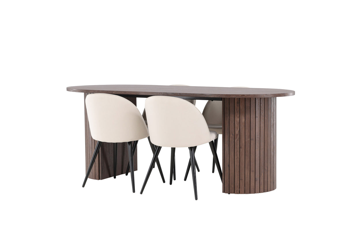 Härön Esstisch mit Velvet Stühlen in Beige präsentiert im Onlineshop von KAQTU Design AG. Esszimmerset ist von Venture Home