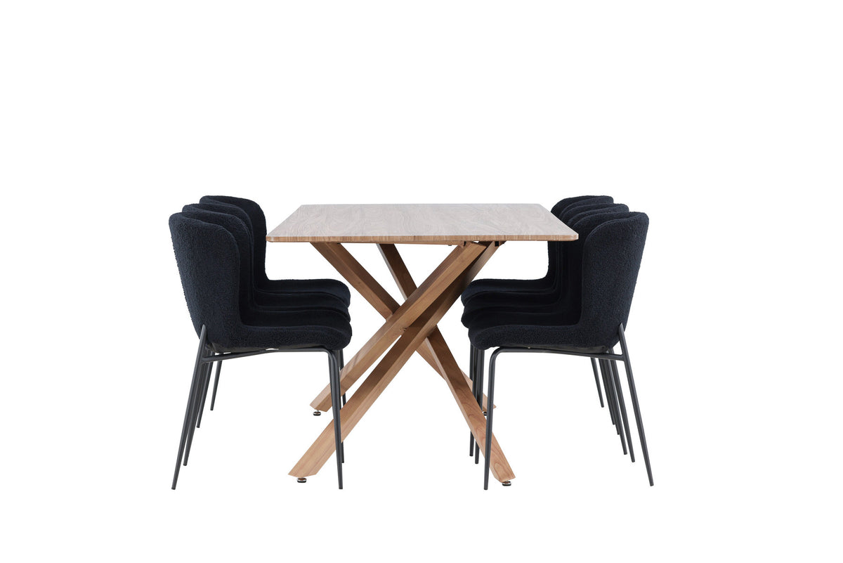 Piazza Esstisch mit Modesto Stühlen in Schwarz präsentiert im Onlineshop von KAQTU Design AG. Esszimmerset ist von Venture Home