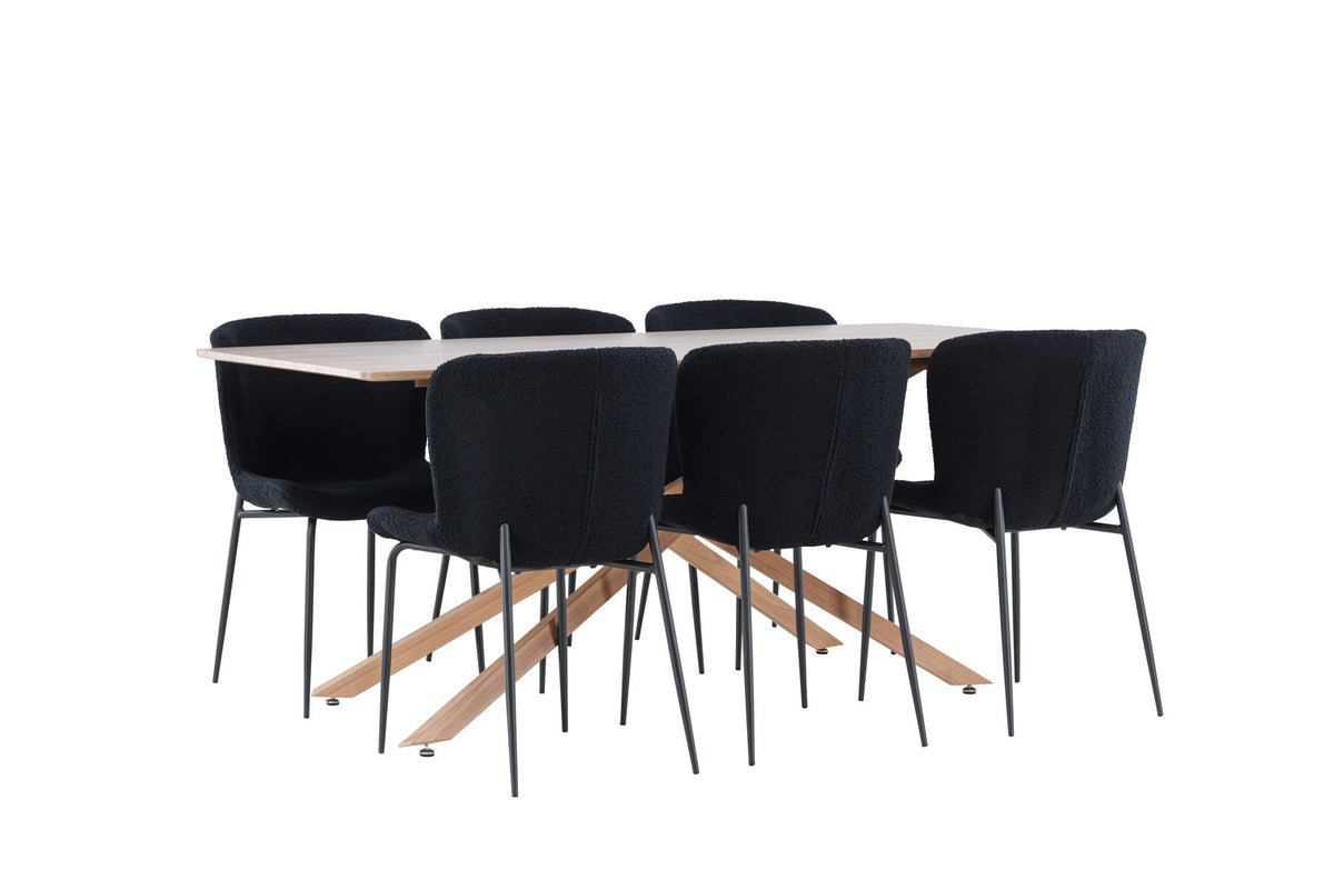 Piazza Esstisch mit Modesto Stühlen in Schwarz präsentiert im Onlineshop von KAQTU Design AG. Esszimmerset ist von Venture Home