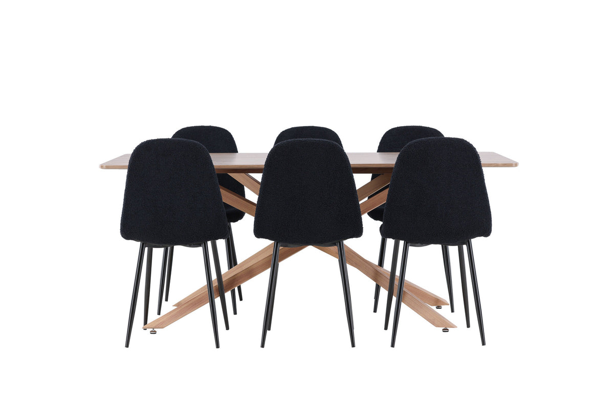 Piazza Esstisch mit Polar Stühlen in Schwarz präsentiert im Onlineshop von KAQTU Design AG. Esszimmerset ist von Venture Home