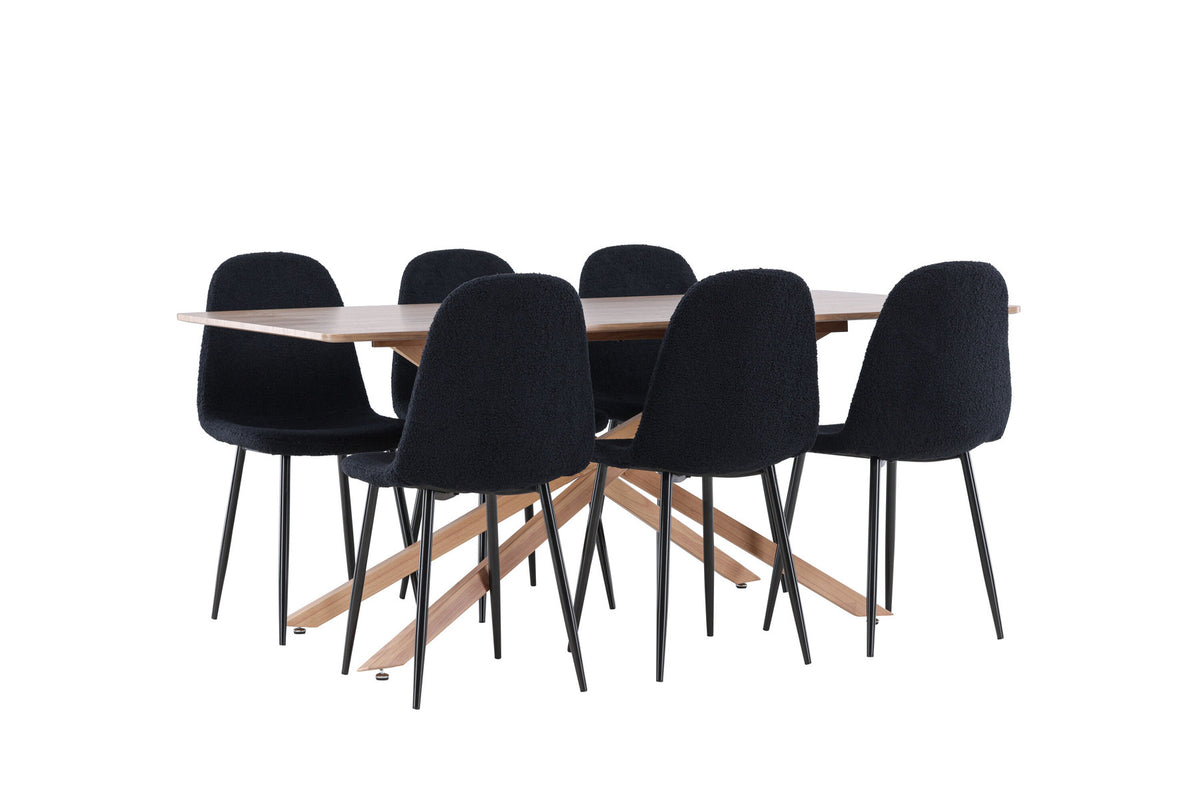 Piazza Esstisch mit Polar Stühlen in Schwarz präsentiert im Onlineshop von KAQTU Design AG. Esszimmerset ist von Venture Home