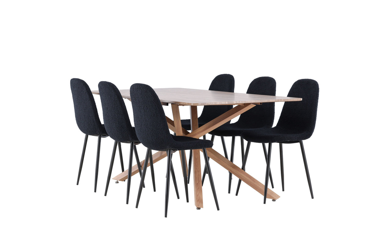 Piazza Esstisch mit Polar Stühlen in Schwarz präsentiert im Onlineshop von KAQTU Design AG. Esszimmerset ist von Venture Home