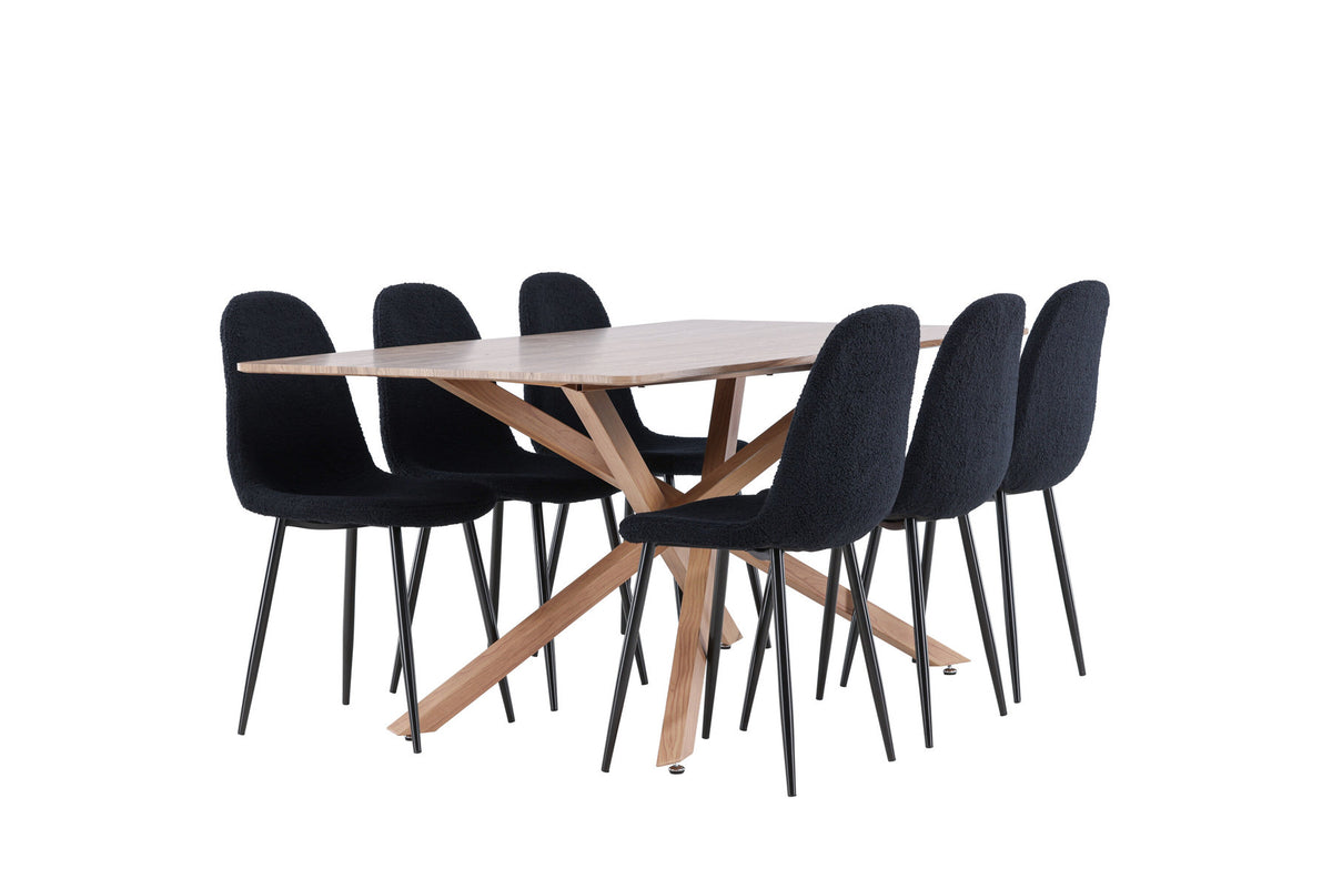 Piazza Esstisch mit Polar Stühlen in Schwarz präsentiert im Onlineshop von KAQTU Design AG. Esszimmerset ist von Venture Home